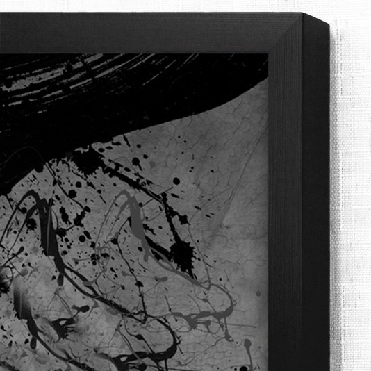 Quadro Abstrato Moderno Preto e Branco Pinceladas de Arte - Escolha o Tamanho