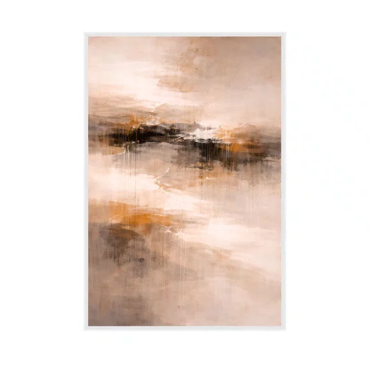 Quadro Abstrato Moderno Texturizado em Tons Terrosos com Preto e Ocre