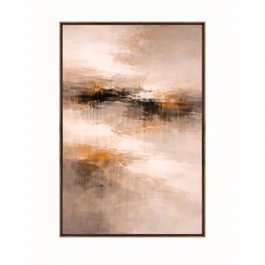 Quadro Abstrato Moderno Texturizado em Tons Terrosos com Preto e Ocre