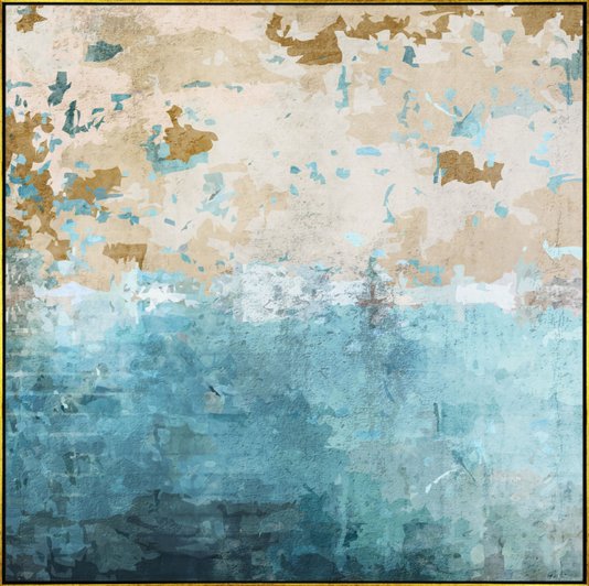 Quadro Abstrato Tela Canvas com Moldura Dourada - Design Moderno e Sofisticado