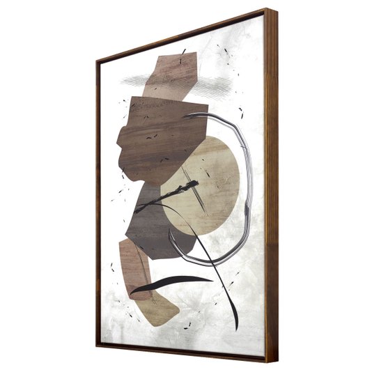 Quadro Abstrato Tela Canvas com Moldura na Cor Mel 60x80cm