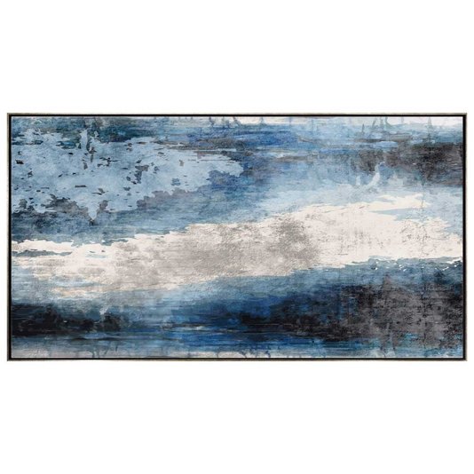 Quadro Abstrato Decorativo Tela Canvas com Moldura Prata