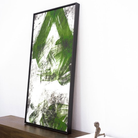 Quadro Abstrato Tela Canvas com Moldura Preta 50x100cm
