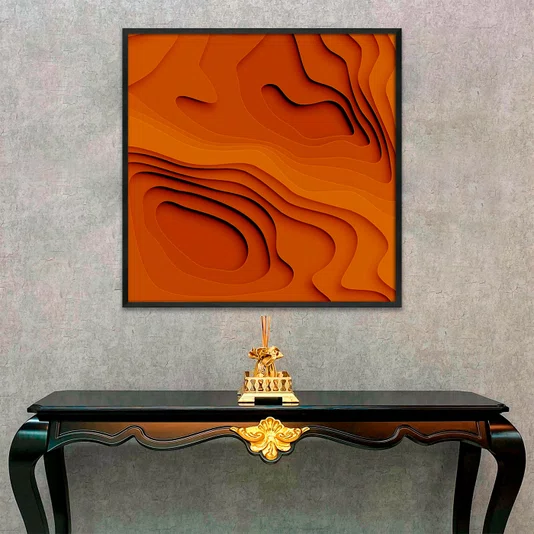 Quadro Abstrato Tons Terrosos Arte Orgânica Estilo Relevo com Moldura e Vidro