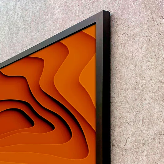 Quadro Abstrato Tons Terrosos Arte Orgânica Estilo Relevo com Moldura e Vidro