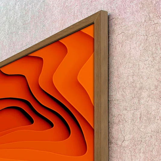 Quadro Abstrato Tons Terrosos Arte Orgânica Estilo Relevo com Moldura e Vidro