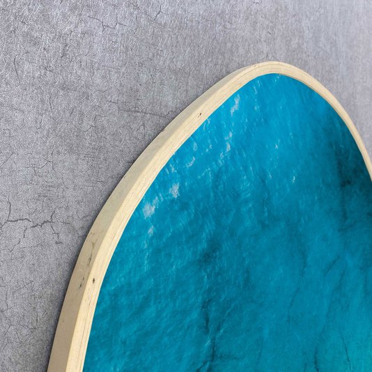 Quadro Águas Cristalinas do Mar em  Formato Orgânico com Moldura Marupá