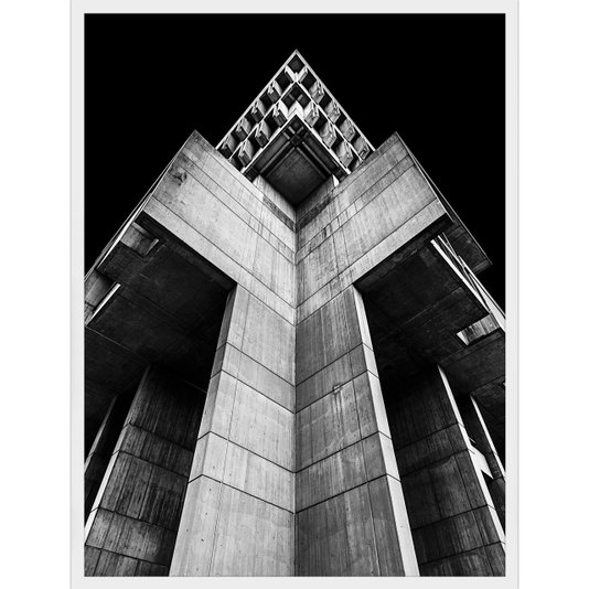 Quadro Arquitetura Fachada Arranha-céu em Preto e Branco 60x80cm