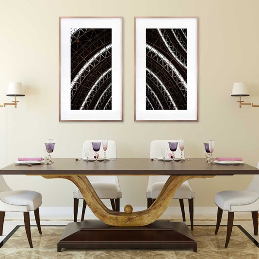 Quadro Arquitetura Moderna na Cor Branca e Marrom 60x100 cm