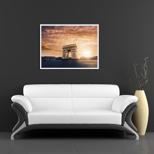 Quadro Arquitetura Paisagem Pôr do Sol, Arco do Triunfo Paris 80x60cm