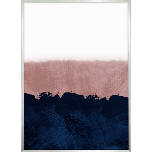 Quadro Arte Abstrata Decorativa Azul e Rosê 50x70 cm