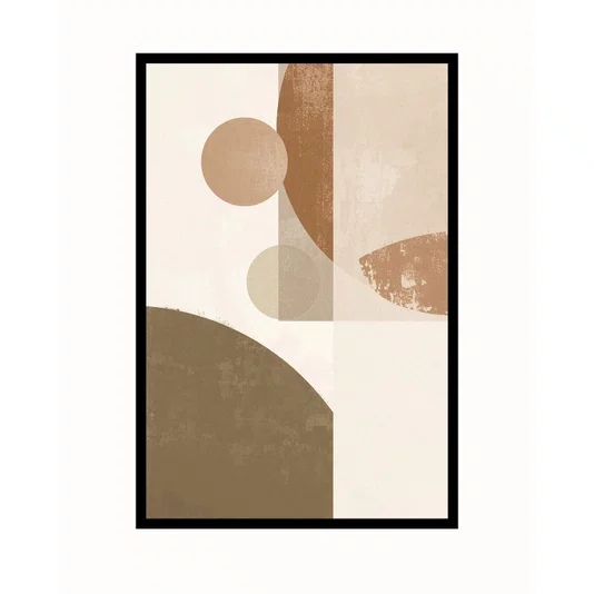 Quadro Arte Abstrata Geométrica Cores Terrosas Decoração Moderna Minimalista