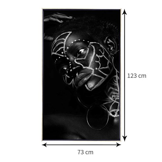 Tamanho exato da tela canvas com moldura flutuante: 73x123 cm.