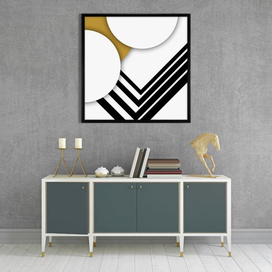Quadro Arte Geométrica Moderna com Moldura Chanfrada - Escolha o Tamanho