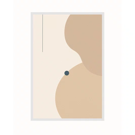 Quadro Arte Minimalista Abstrata com Formas Orgânicas e Linhas Geométricas
