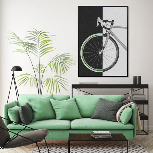 Quadro Bicicleta Speed com Detalhes Verdes por Dorival Moreira