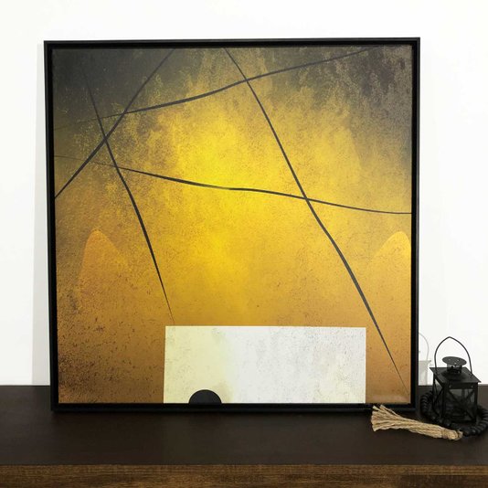 Quadro Canvas Abstrato Moderno com Moldura Flutuante Preta - Decore com Elegância