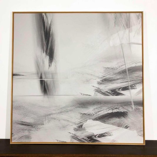 Quadro Canvas Abstrato Moderno Preto e Branco: Elegância com Moldura Natural