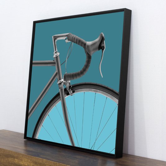Quadro Canvas Bicicleta Speed em Tons Azuis por Dorival Moreira