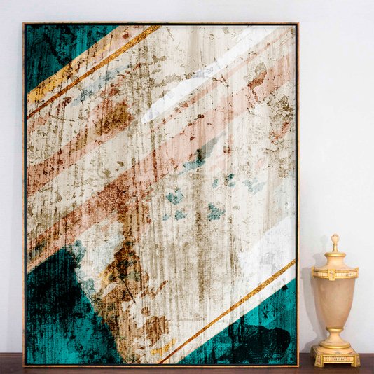 Quadro Canvas com Moldura Dourada Arte Moderna Abstrata Escolha o Tamanho