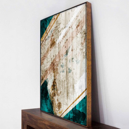 Quadro Canvas com Moldura Dourada Arte Moderna Abstrata Escolha o Tamanho
