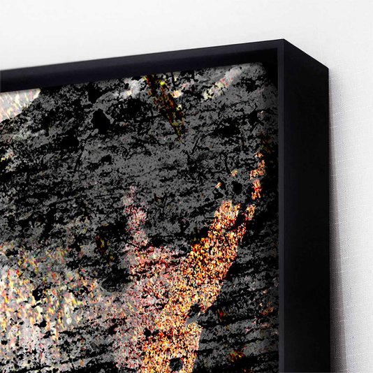 Quadro Canvas com Moldura Preta Arte Moderna com Detalhes Dourados