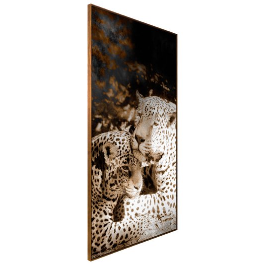 Quadro Canvas com Moldura Tela Imagem de Onças 120x210cm