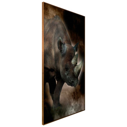 Quadro Canvas com Moldura Tela Imagem de Rinoceronte 120x210cm