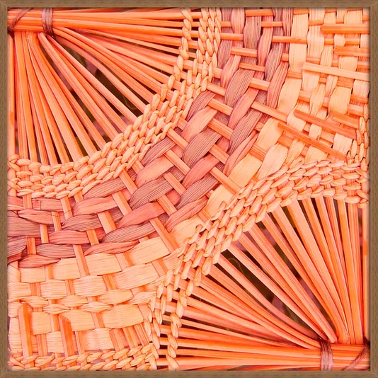 Quadro com Estilo  Arte Artesanal Textura Traçada em Fibras Naturais com Moldura e Vidro