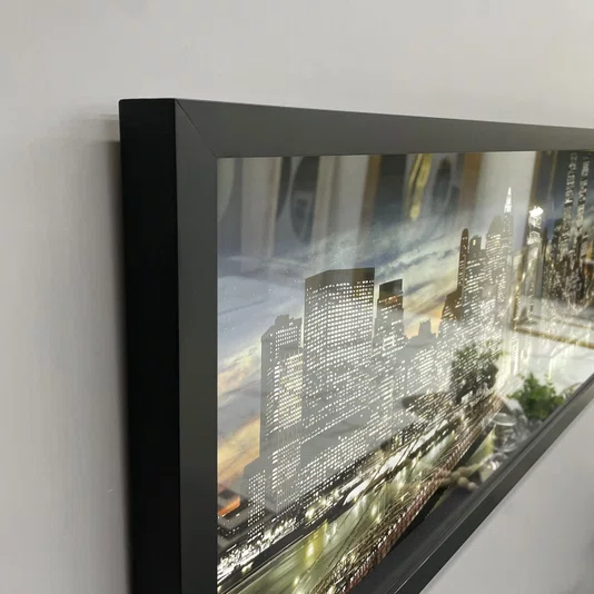 Quadro com Fotografia Ponte do Brooklyn a Noite New York 90x30cm