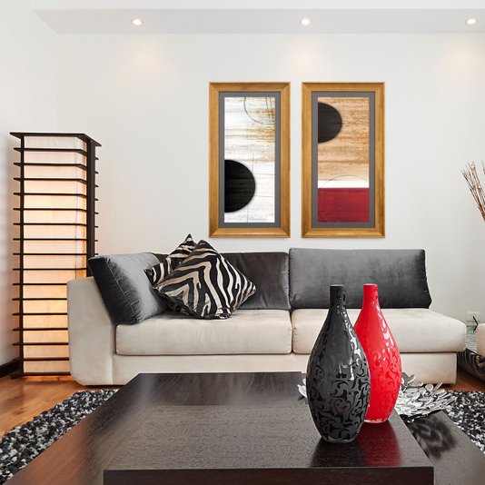 Quadro com Impressão Personalizada Abstrata Meia Lua 45x90cm
