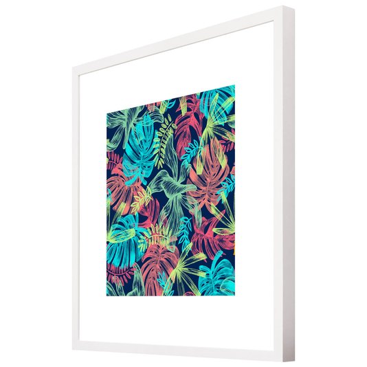 Quadro com Moldura Branca Floral Flores Coloridas em Vários Tamanhos