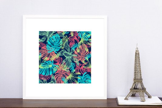 Quadro com Moldura Branca Floral Flores Coloridas em Vários Tamanhos