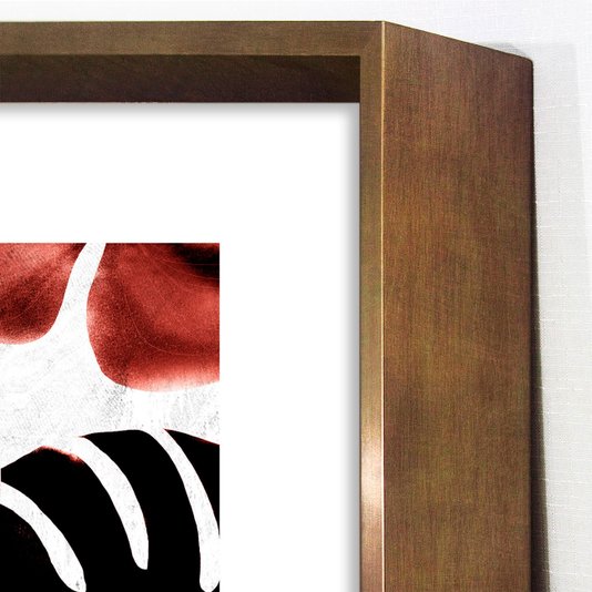 Quadro com Moldura Bronze Folhas Costela de Adão 80x80 cm
