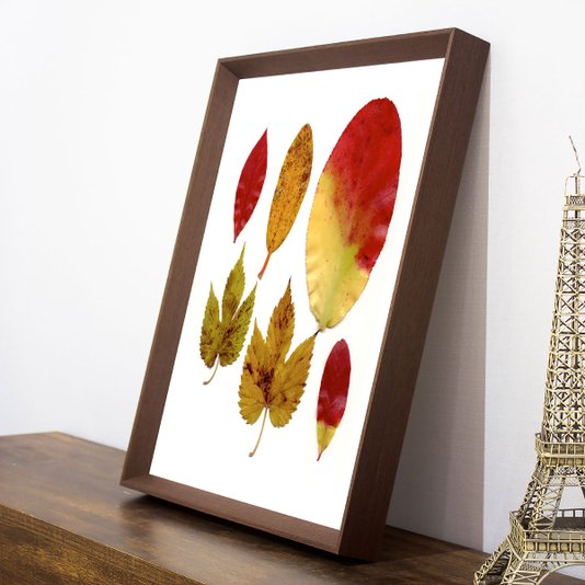 Quadro com Moldura Chanfrada Marrom Folhas de Outono 40x50cm