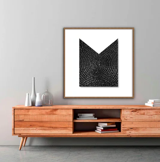 Quadro com Moldura e Vidro Arte Moderna em Preto e Branco