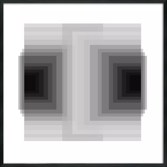 Quadro com Moldura e Vidro Geométrico Profundo Duplo Abstrato Preto e Branco