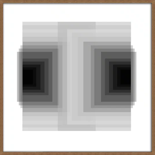 Quadro com Moldura e Vidro Geométrico Profundo Duplo Abstrato Preto e Branco
