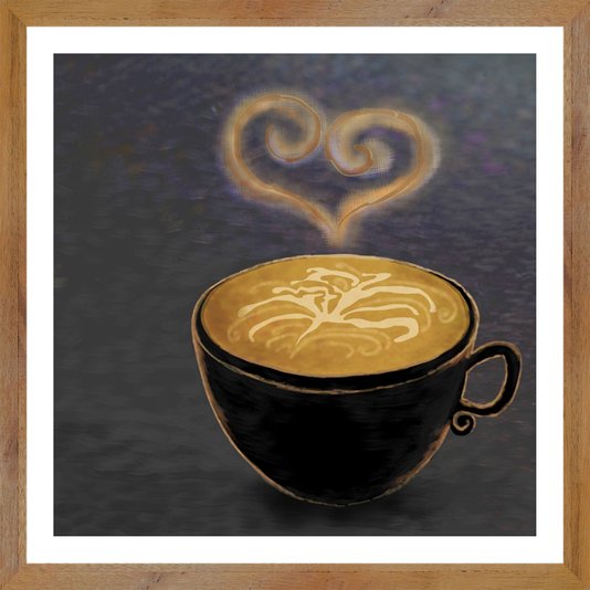 Quadro com Moldura Estilo Rústico Café com Amor 30x30 cm