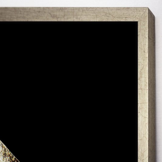 Quadro com Moldura Prata Arte Folhas com Fundo Preto 70x100 cm