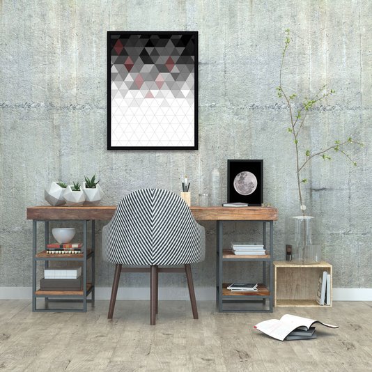 Quadro com Moldura Preta Decorativo Arte Geométrica Colorida - Escolha o Tamanho