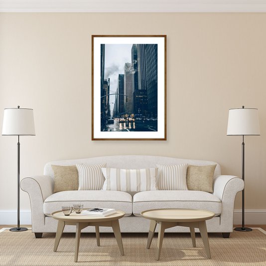 Quadro com Moldura Rústica Cidade de Nova Iorque 70x100cm