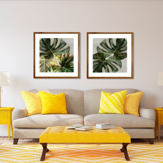 Quadro com Moldura Rústica Imagem Folha de Adão 70x70cm