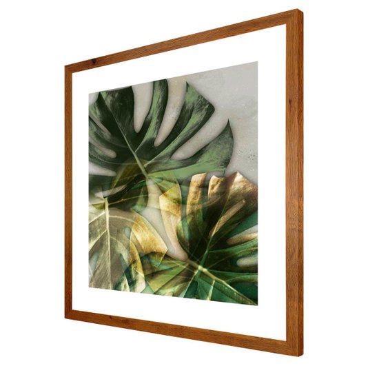 Quadro com Moldura Rústica Imagem Folha de Adão 70x70cm