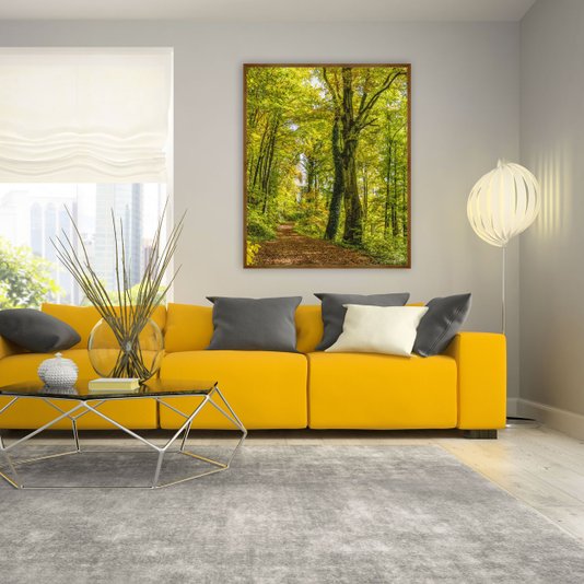 Quadro com Moldura Rústica Paisagem Floresta 90x110cm