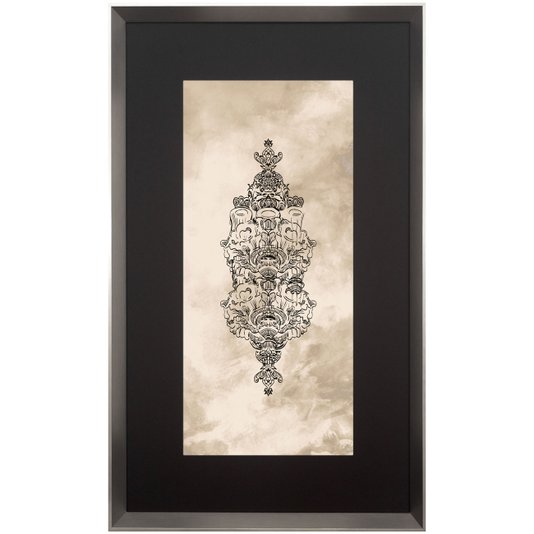 Quadro Contemporâneo com Moldura Prata Ornamento 60x100 cm