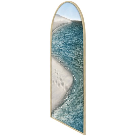 Quadro Lençois Maranhenses Formato Janela com Moldura Marupá Natural