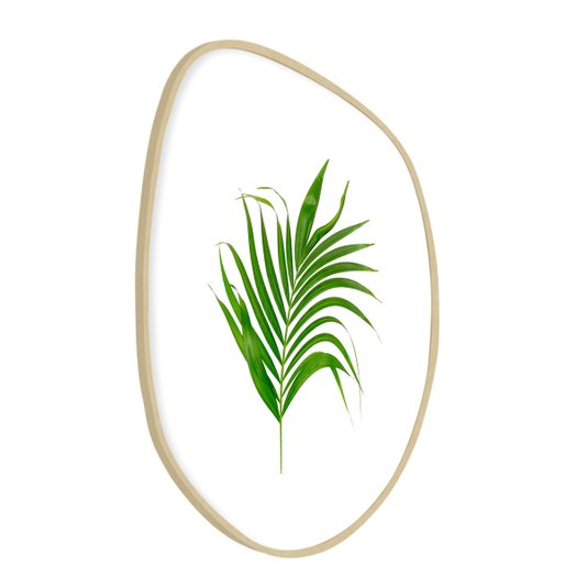 Quadro de Folhas de Palmeira Tropical | Formato Orgânico com Madeira Moldura Marupá