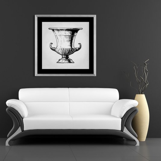 Quadro Decorativo Vaso Grego Ânfora com Moldura em Alumínio
