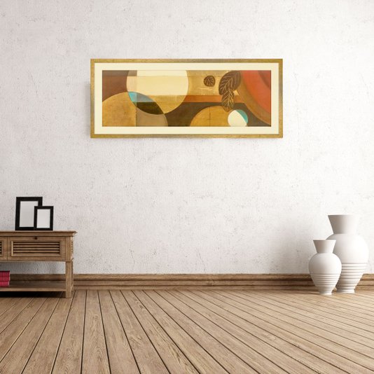 Quadro Abstrato com Moldura Dourada
